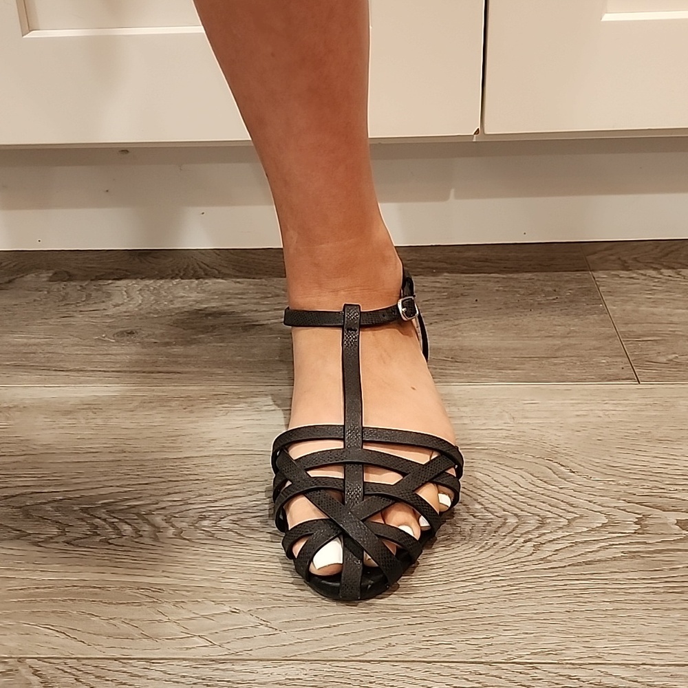 Black Strappy Flat Sandals